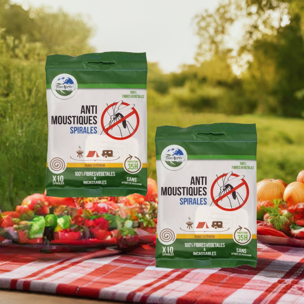 Anti Moustique Naturel Spirales Biodégradables LOT de 2 Sachets de 10 Fabriquées en France Terra Nostra
