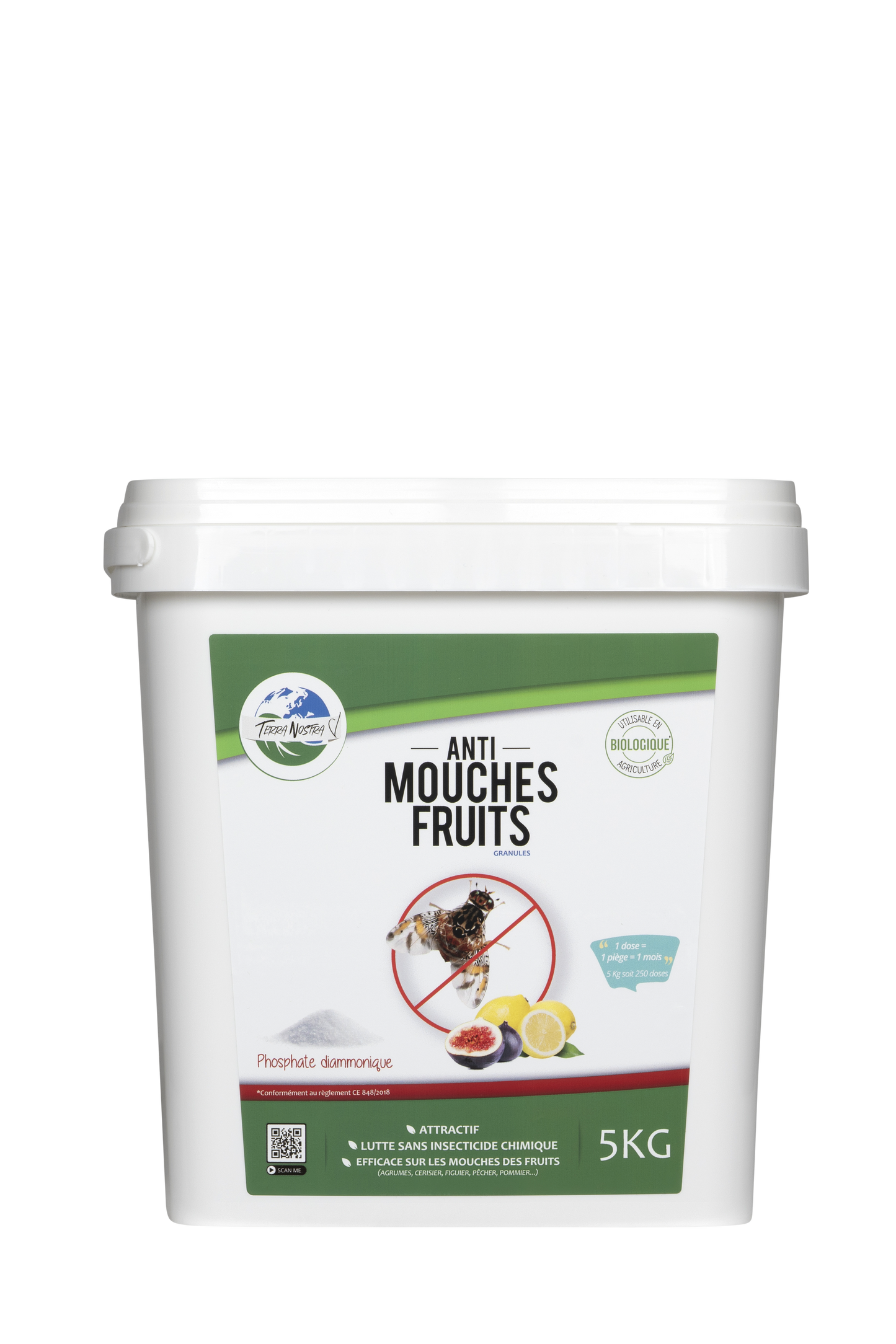 Traitement Naturel Mouche des Fruits Phosphate Diammonique Flacon ou Seau Fabriqué en France Terra Nostra