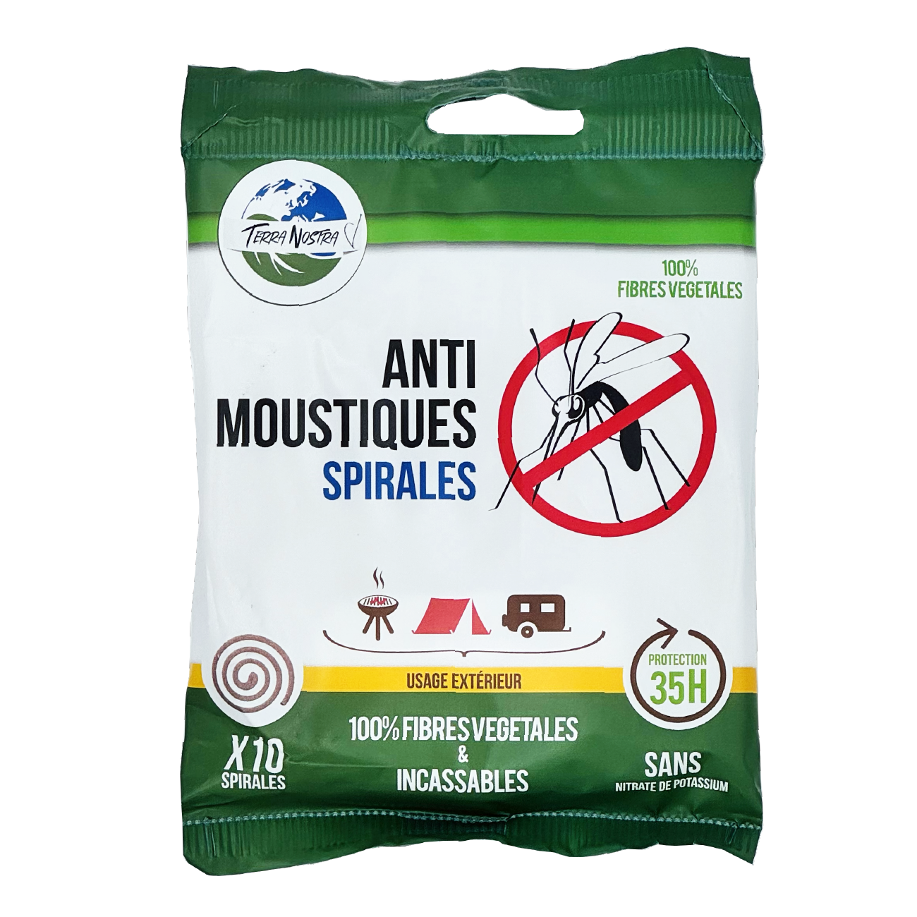 Anti Moustique Naturel Spirales Biodégradables LOT de 2 Sachets de 10 Fabriquées en France Terra Nostra