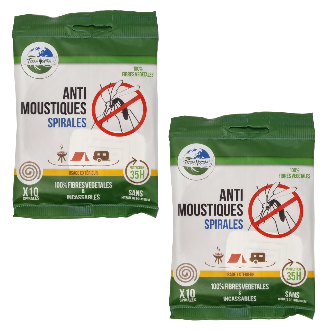 Anti Moustique Naturel Spirales Biodégradables LOT de 2 Sachets de 10 Fabriquées en France Terra Nostra
