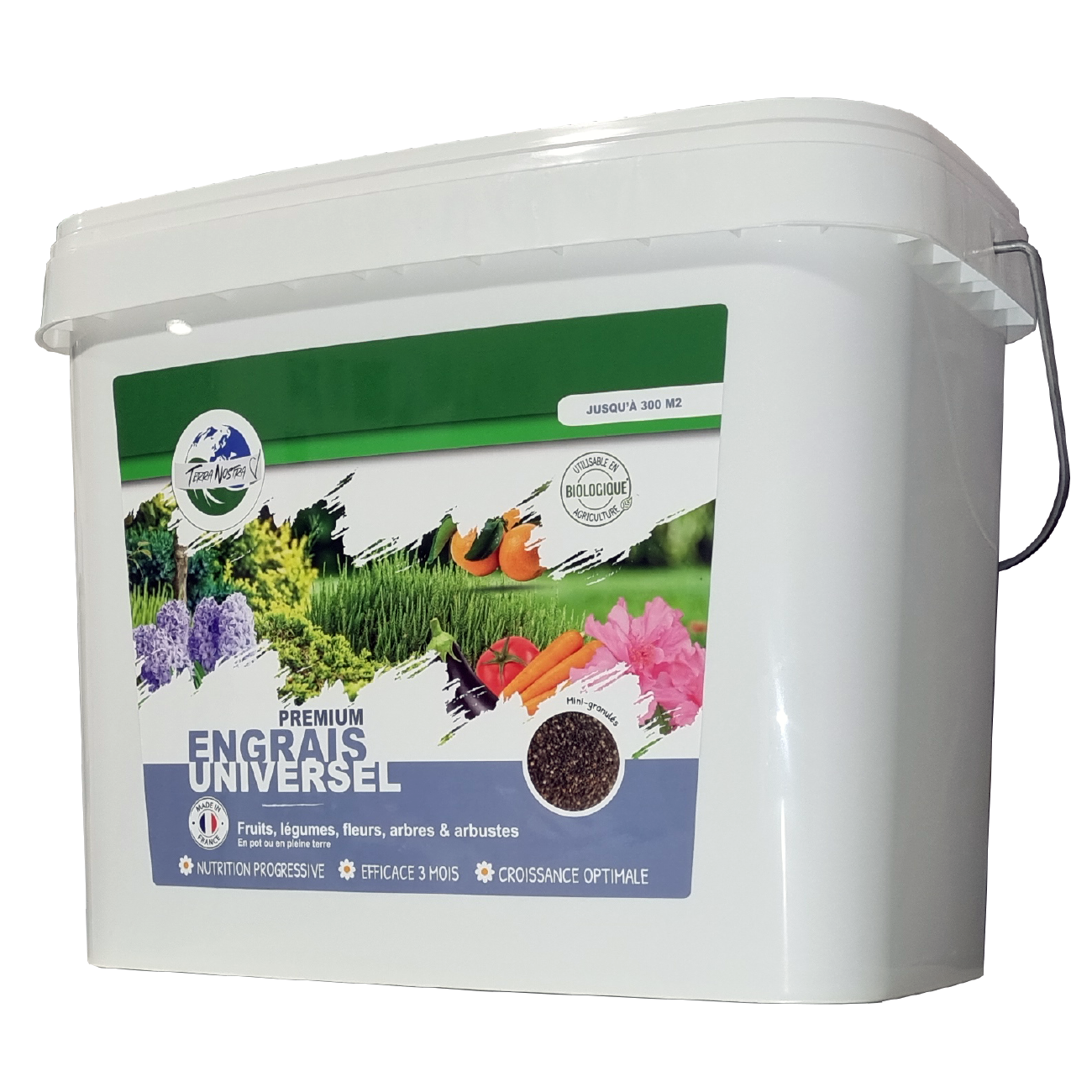Engrais Premium Universel Boite ou Seau Mini Granulés Fabriqué en France Terra Nostra