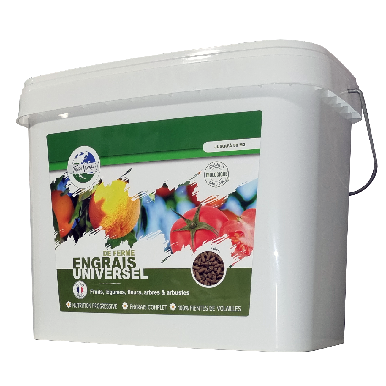Engrais Universel de Ferme Seau Pellets Fabriqué en France Terra Nostra