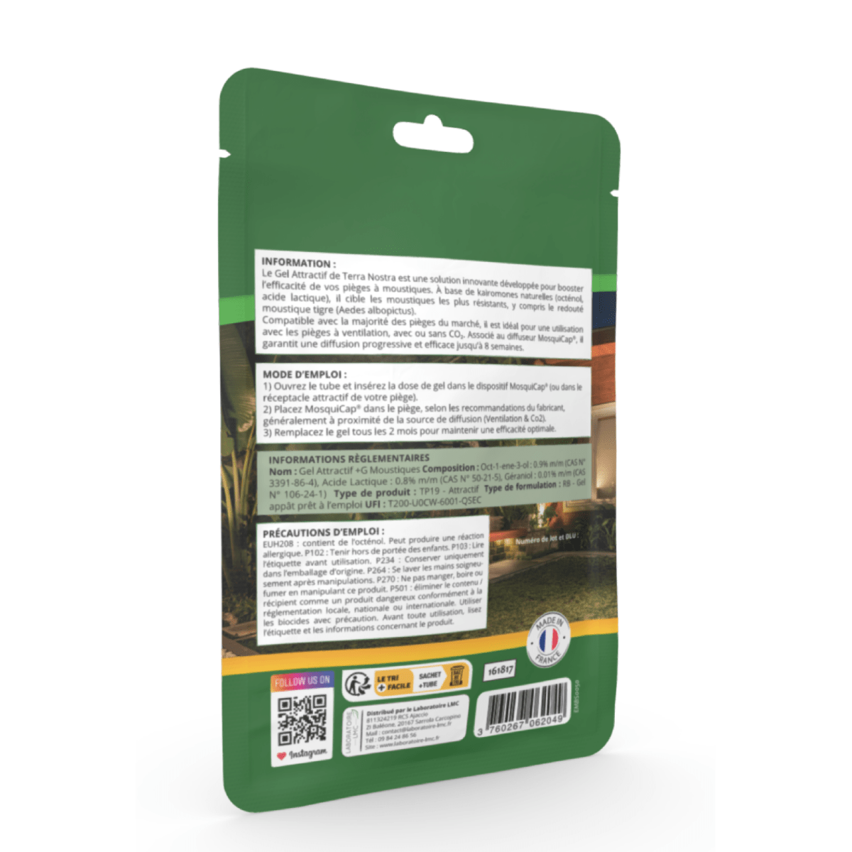Gel Attractif Moustiques Tigres & Communs Multi - Pièges - 20g pour 2 Mois + Mosquicap - Terra Nostra - insecticides a base de produits naturels