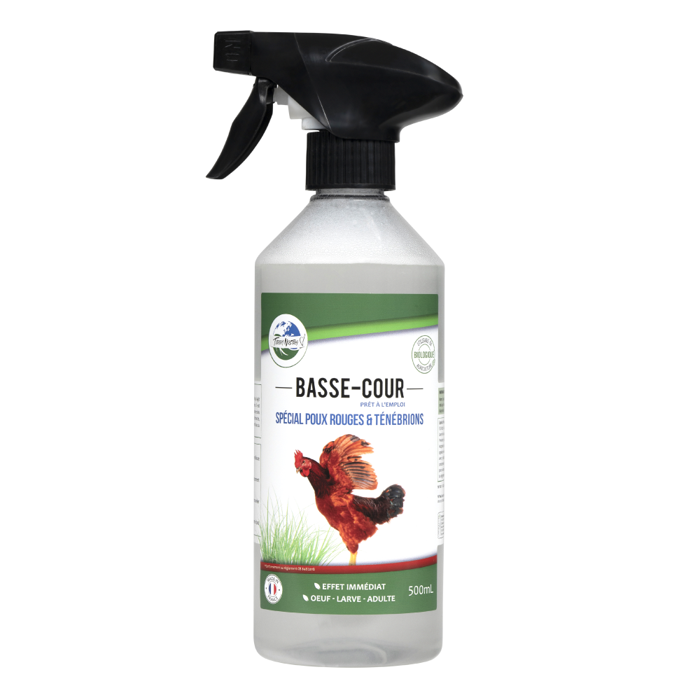 Basse Cour Naturel Spécial Poux rouges et Ténébrions Prêt à l'emploi Spray 500ml Fabriqué en France Terra Nostra - Terra nostra shop