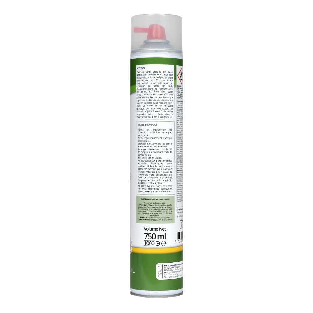 Guêpe et Frelon Jet 6m Aérosol 750ml Action Choc Fabriqué en France Terra Nostra - Terra nostra shop