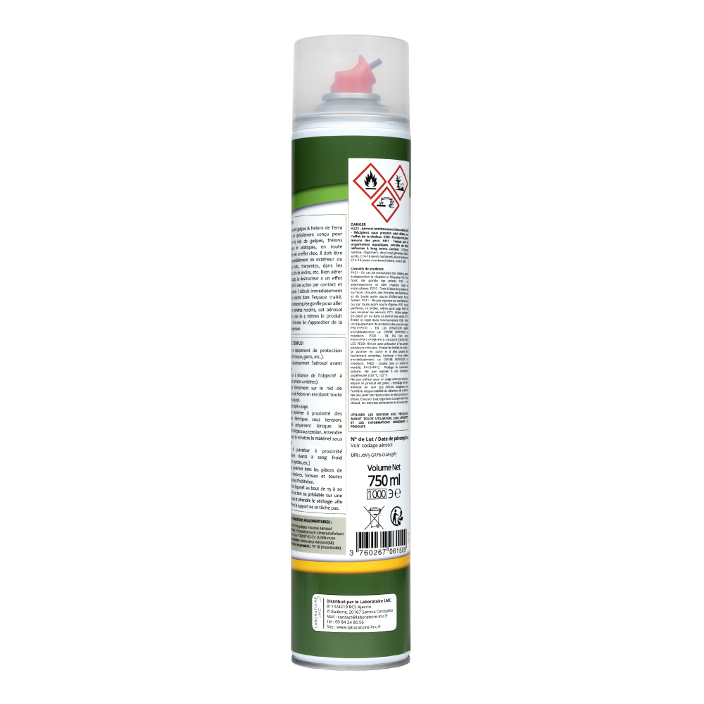 Guêpe et Frelon Jet 4m Aérosol MOUSSE 750ml Fabriqué en France Terra Nostra - Terra nostra shop