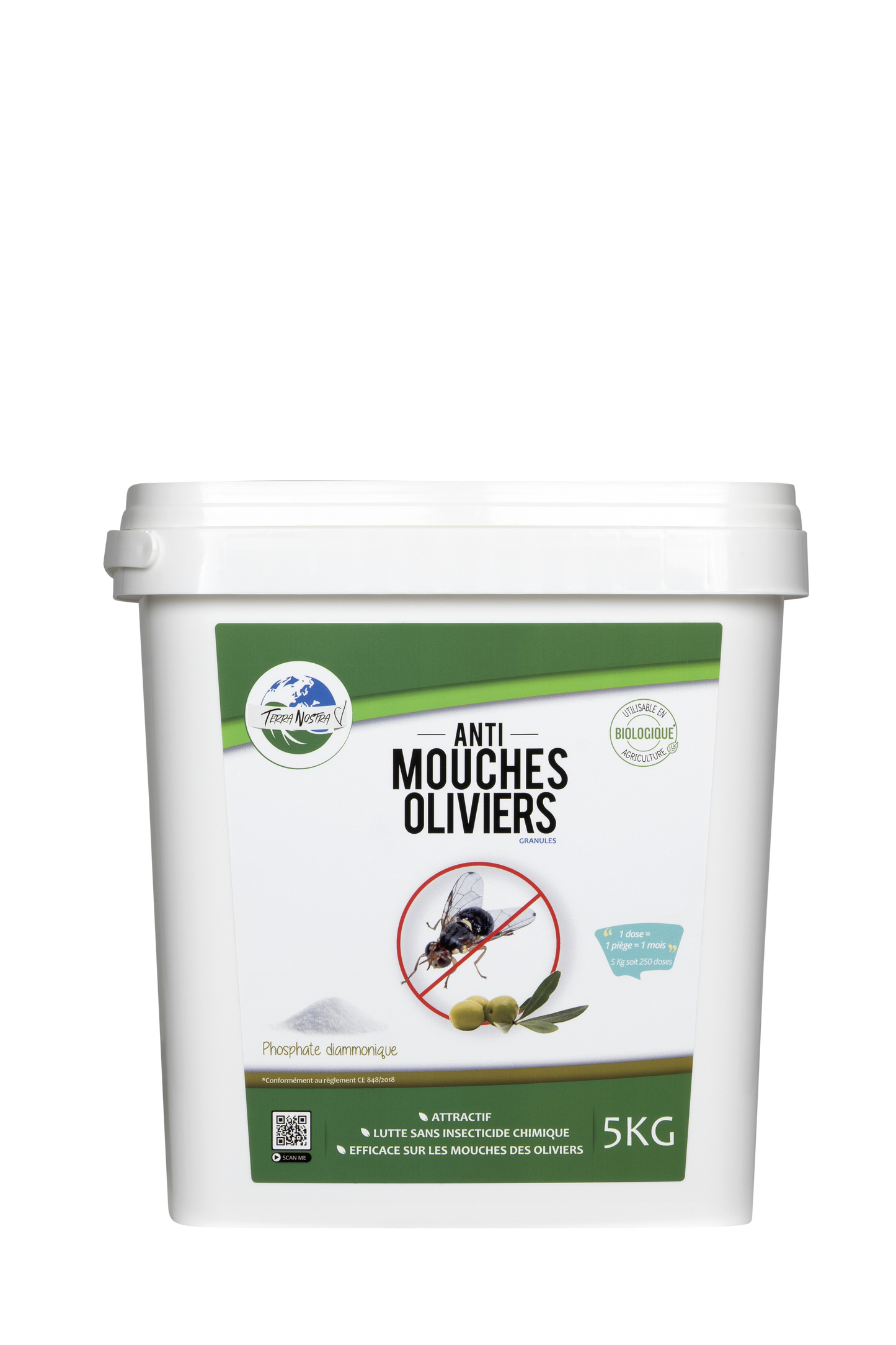 Traitement Naturel Mouche des Olivier Phosphate Diammonique Flacon ou Seau Fabriqué en France Terra Nostra