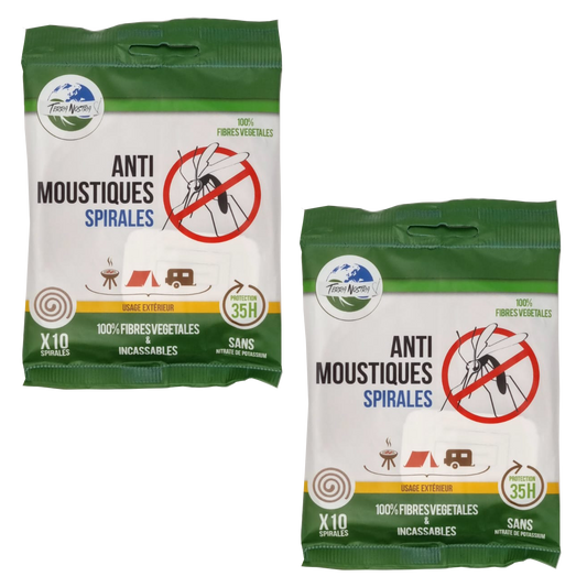 Anti Moustique Naturel Spirales Biodégradables LOT de 2 Sachets de 10 Fabriquées en France Terra Nostra