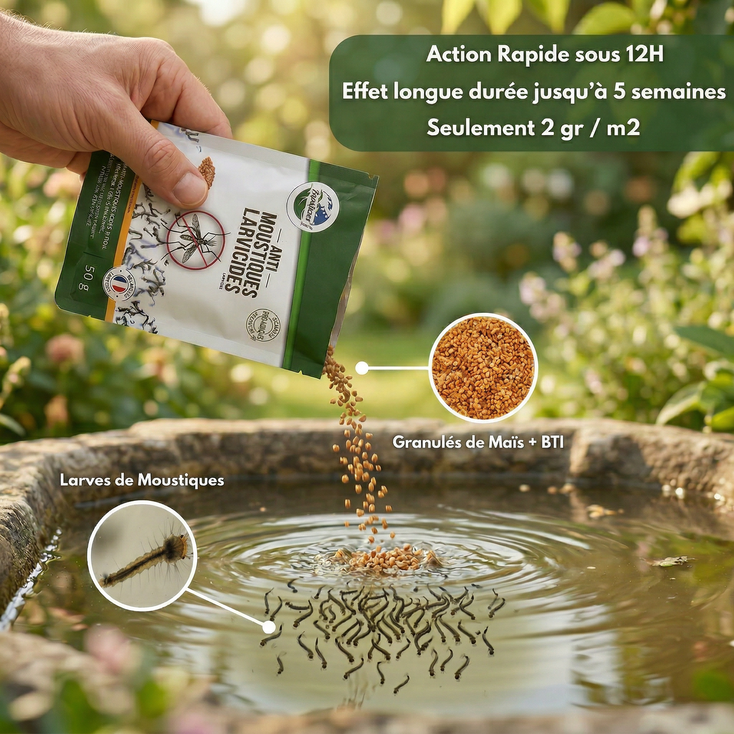 Anti Moustiques Larvicides Sachet ou Seau Fabriqué en France Terra Nostra