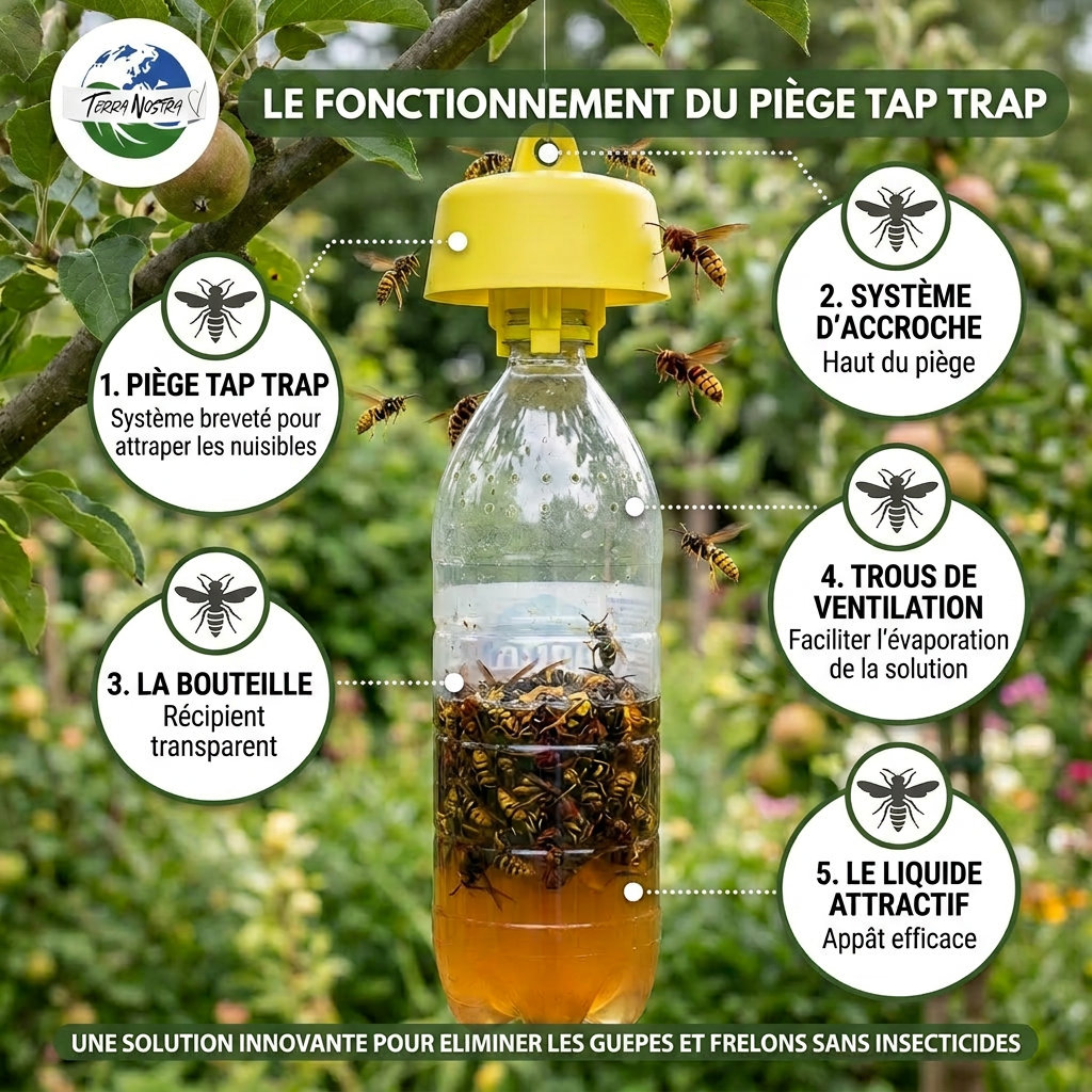 Piège Bouteille Ecologique Guêpe et Frelons avec Recettes Terra Nostra