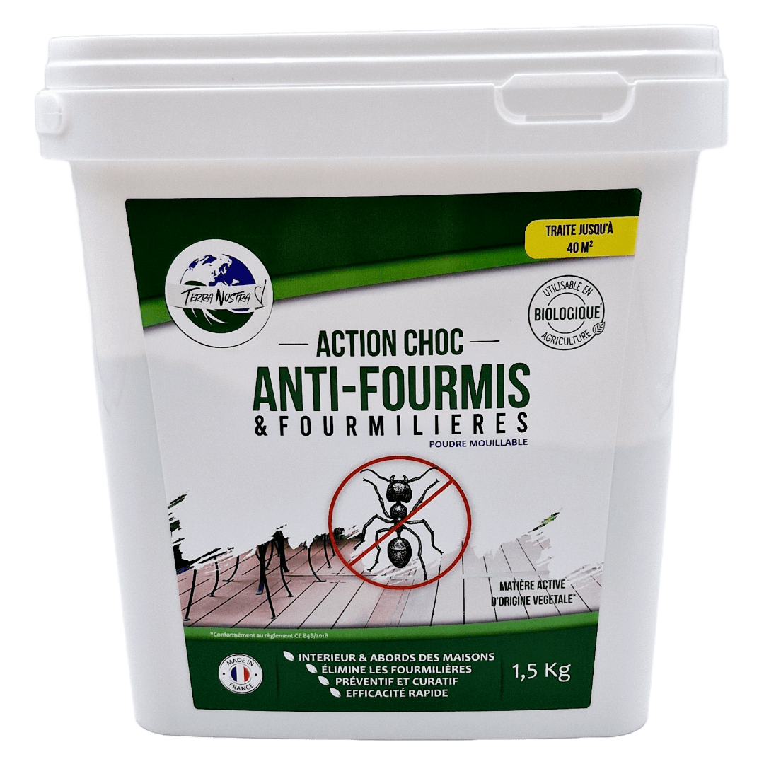 Anti - Fourmis - Choc Poudrage & Arrosage - Prêt à l'emploi - Poudreuse 250 gr - Terra Nostra - insecticides a base de produits naturels