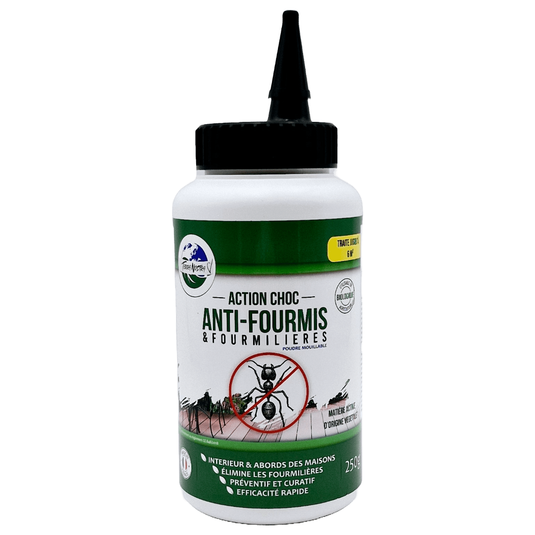 Anti - Fourmis - Choc Poudrage & Arrosage - Prêt à l'emploi - Poudreuse 250 gr - Terra Nostra - insecticides a base de produits naturels