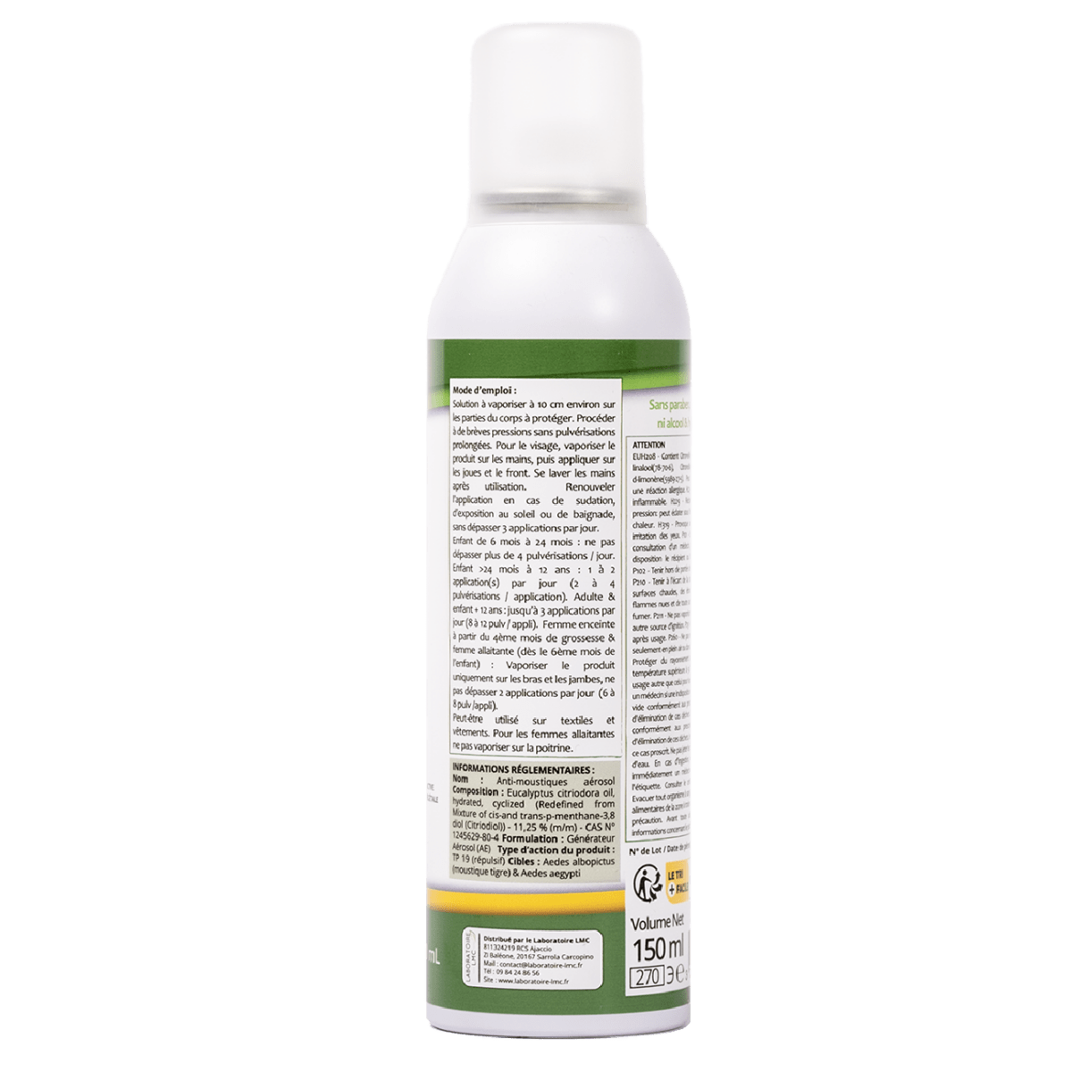 Anti Moustique Naturel Aérosol Cutané 150ml - Terra Nostra - insecticides a base de produits naturels