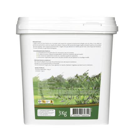 Argile Verte Mouches des Oliviers Seau 3KG - Terra Nostra - insecticides a base de produits naturels