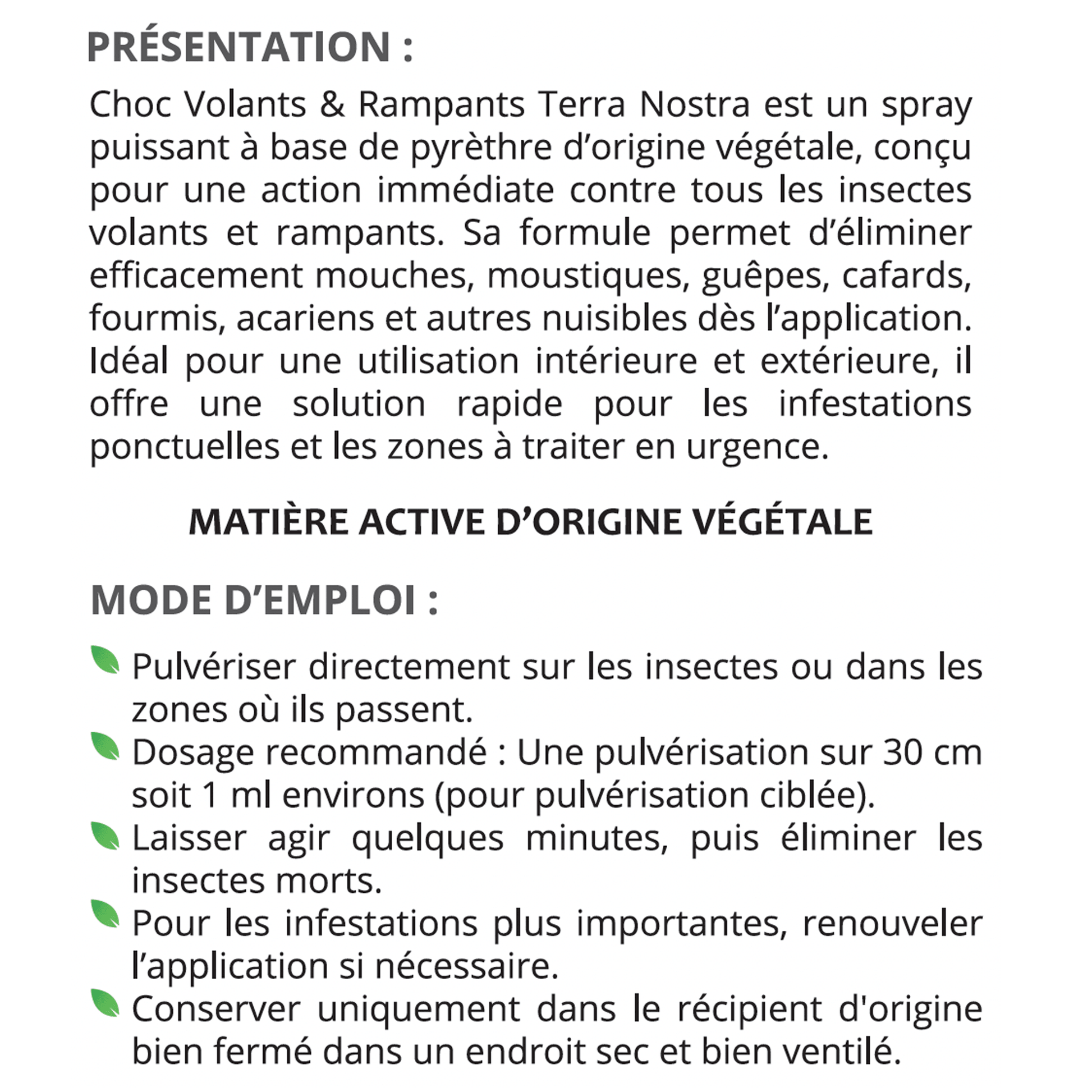 Choc Volants & Rampants - Terra Nostra - insecticides a base de produits naturels