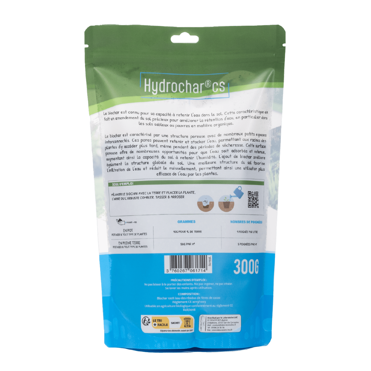 Economiseur d'eau Hydrochar Biochar toutes plantes sachet de 300g - Terra Nostra - insecticides a base de produits naturels