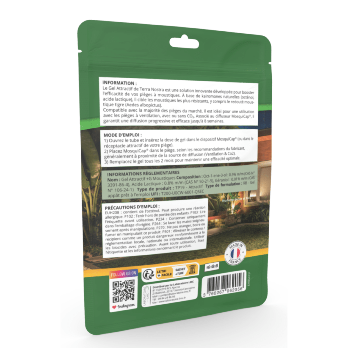 Gel Attractif Moustiques Tigres & Communs Multi - Pièges - 3x20g pour 6 Mois de protection - Terra Nostra - insecticides a base de produits naturels