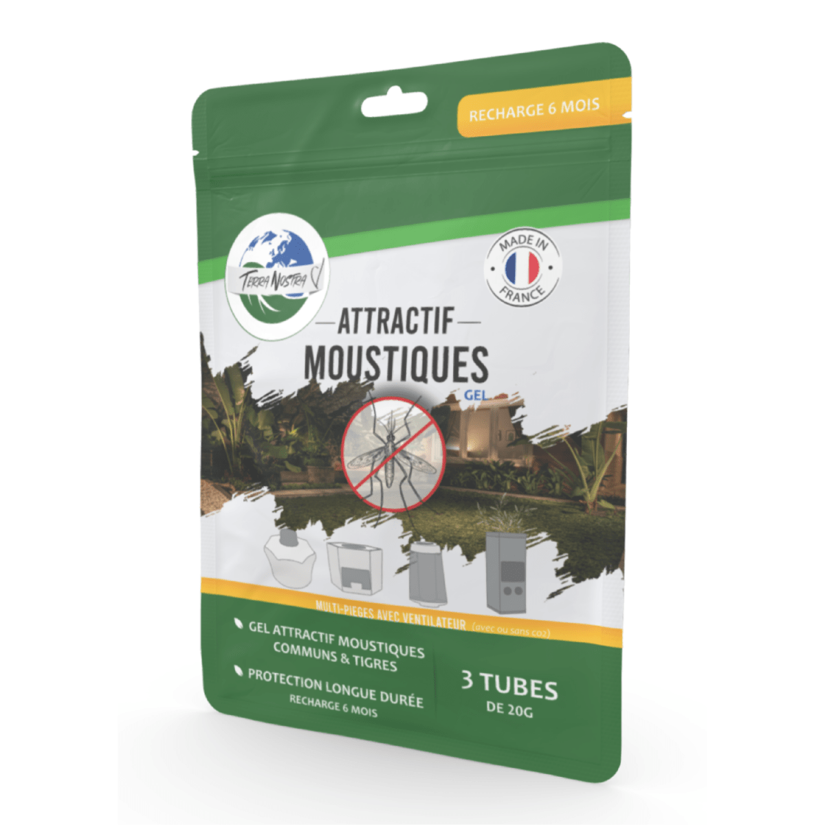 Gel Attractif Moustiques Tigres & Communs Multi - Pièges - 3x20g pour 6 Mois de protection - Terra Nostra - insecticides a base de produits naturels