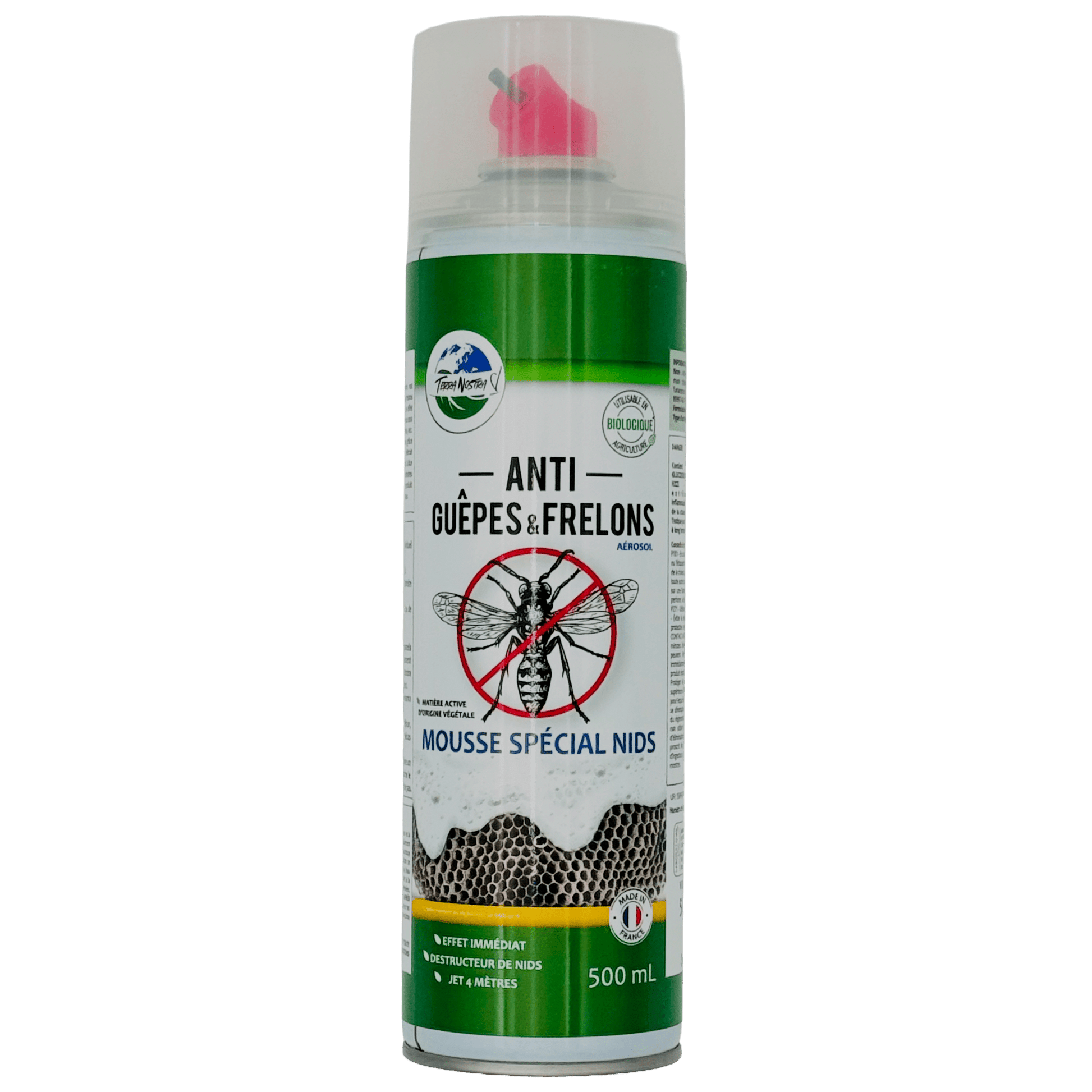 Guêpe et Frelon Jet 4m Aérosol MOUSSE 500ml - Terra Nostra - insecticides a base de produits naturels