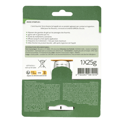 Anti Fourmis Naturel Gel Appat en Tube 1x25g - Terra Nostra - insecticides a base de produits naturels
