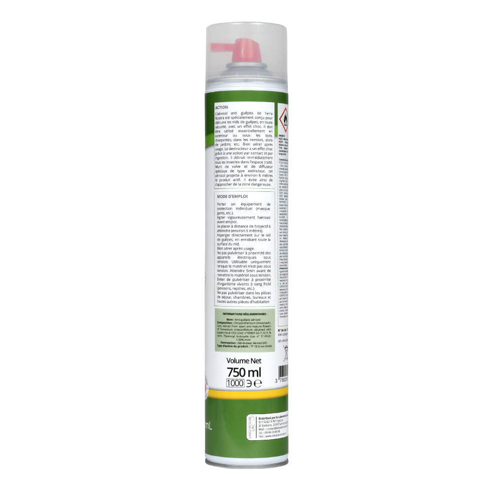 Guêpe et Frelon Jet 6m Aérosol 750ml Action Choc - Terra Nostra - insecticides a base de produits naturels
