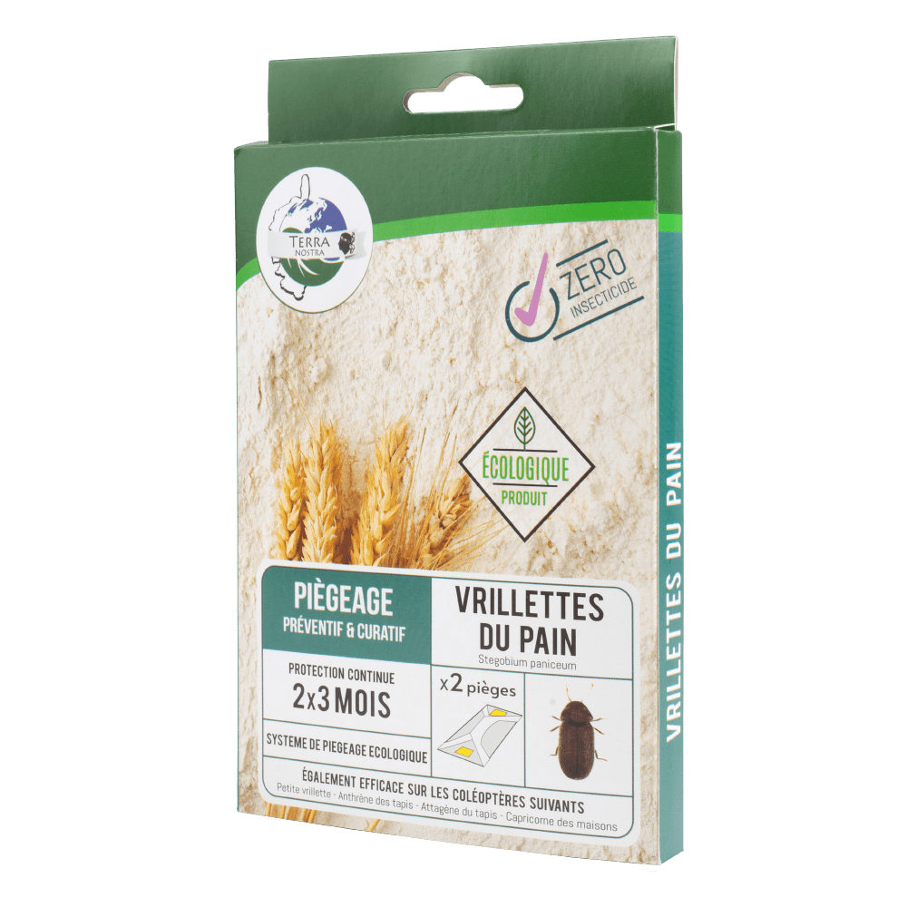 LOT 2 BOITES DE 2 PIEGES - Piège Ecologique Naturel Contre la Vrillette du Pain 1 Boite de 2 PIEGES Plaque attractive - Terra Nostra - insecticides a base de produits naturels