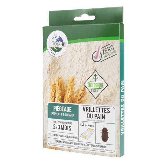 LOT 2 BOITES DE 2 PIEGES - Piège Ecologique Naturel Contre la Vrillette du Pain 1 Boite de 2 PIEGES Plaque attractive - Terra Nostra - insecticides a base de produits naturels