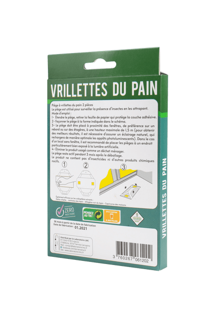 LOT 2 BOITES DE 2 PIEGES - Piège Ecologique Naturel Contre la Vrillette du Pain 1 Boite de 2 PIEGES Plaque attractive - Terra Nostra - insecticides a base de produits naturels
