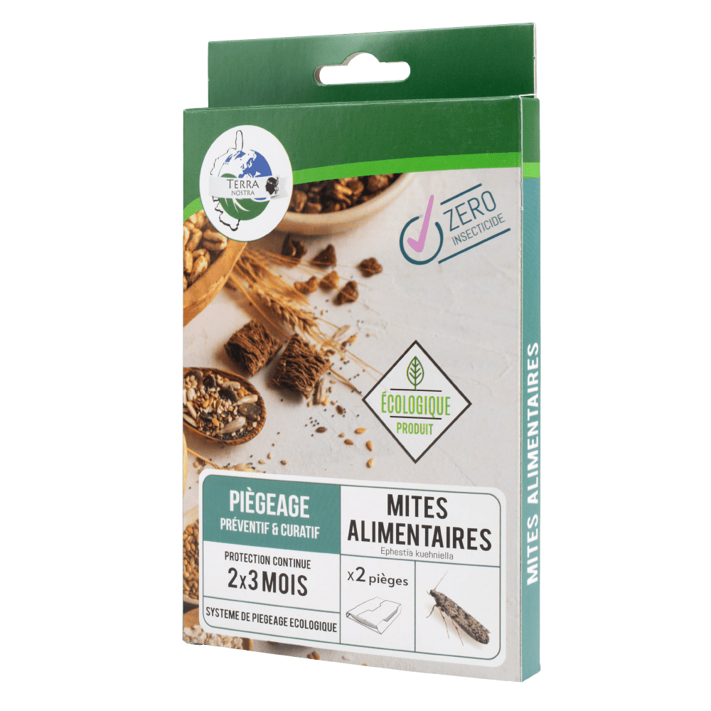 Piège Ecologique Naturel Contre Mite Alimentaire LOT DE 2 BOITES x 2 PIEGES Plaque de Phéromone X2 - Terra Nostra - insecticides a base de produits naturels