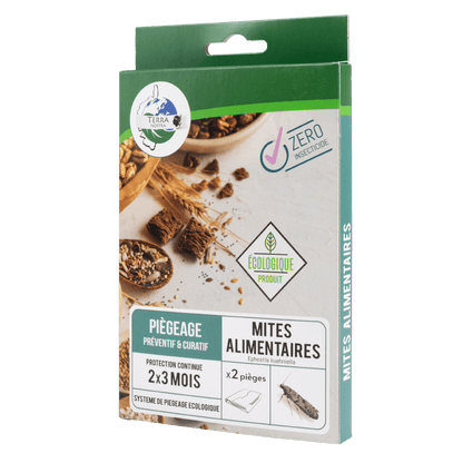 Piège Ecologique Naturel Contre Mite Alimentaire LOT DE 2 BOITES x 2 PIEGES Plaque de Phéromone X2 - Terra Nostra - insecticides a base de produits naturels