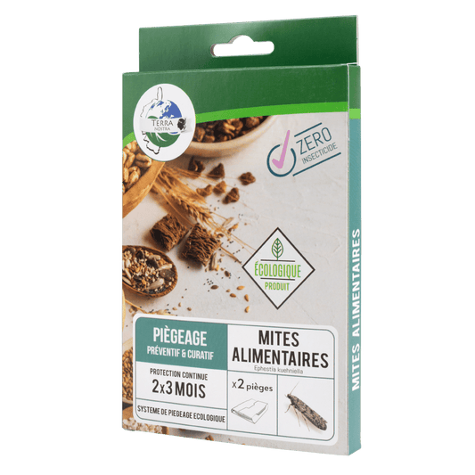 Piège Ecologique Naturel Contre Mite Alimentaire LOT DE 2 BOITES x 2 PIEGES Plaque de Phéromone X2 - Terra Nostra - insecticides a base de produits naturels