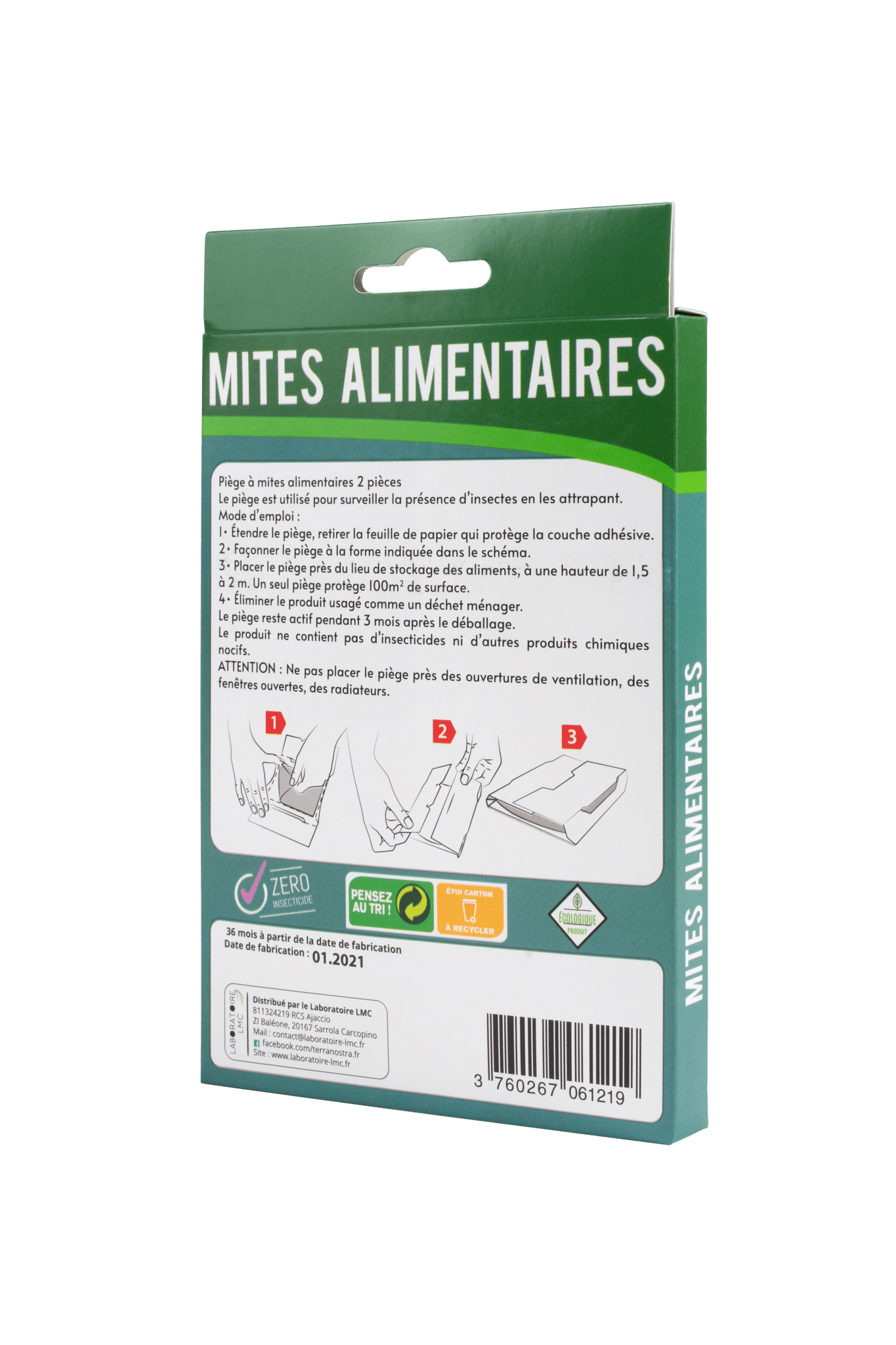 Piège Ecologique Naturel Contre Mite Alimentaire LOT DE 2 BOITES x 2 PIEGES Plaque de Phéromone X2 - Terra Nostra - insecticides a base de produits naturels