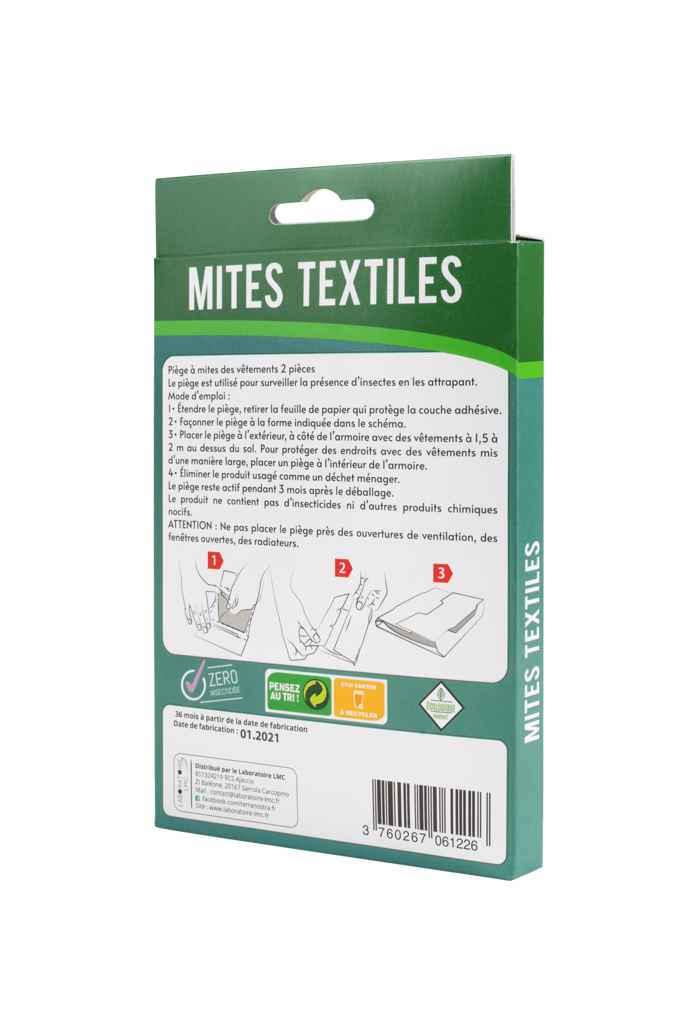 Piège Ecologique Naturel Contre Mite Textile LOT DE 2 BOITES x 2 PIEGES - Plaque de Phéromone X2 - Terra Nostra - insecticides a base de produits naturels