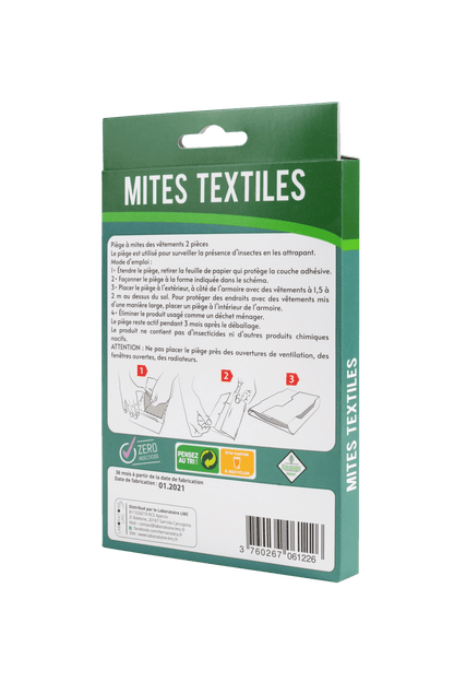 Piège Ecologique Naturel Contre Mite Textile LOT DE 2 BOITES x 2 PIEGES - Plaque de Phéromone X2 - Terra Nostra - insecticides a base de produits naturels