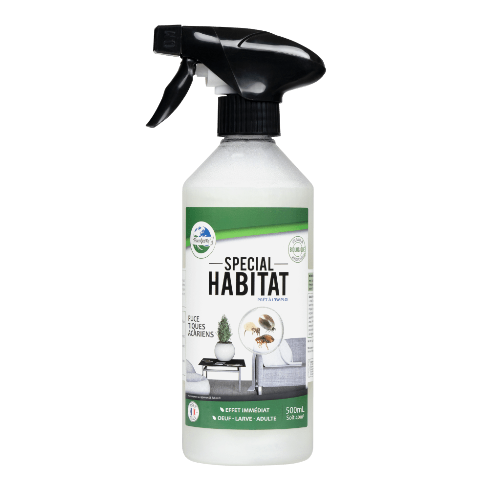 Spécial Habitat Puce Tique Acarien Spray Prêt à l'emploi 500ml - Terra Nostra - insecticides a base de produits naturels