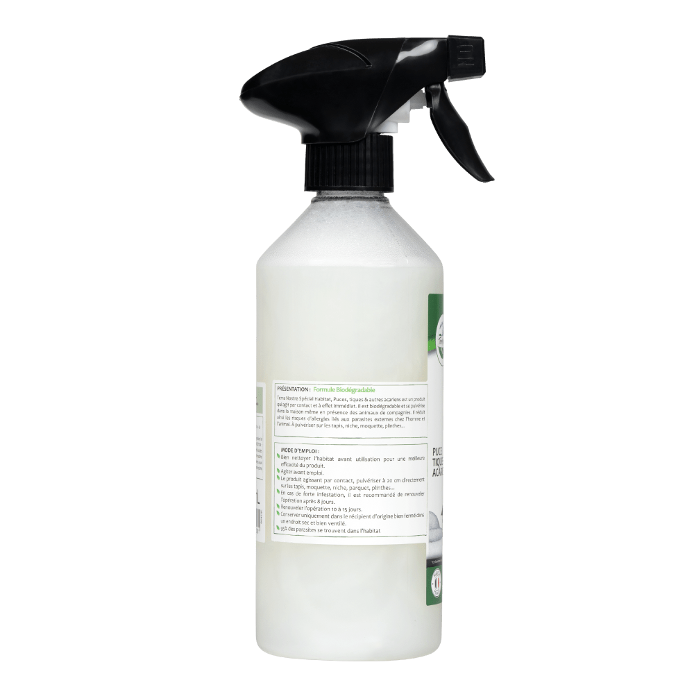 Spécial Habitat Puce Tique Acarien Spray Prêt à l'emploi 500ml - Terra Nostra - insecticides a base de produits naturels